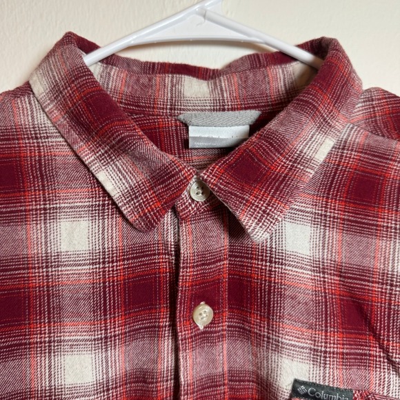 Columbia Men's Red Plaid Flannel Long Sleeve Button Up Shirt Size XL - Picture 4 of 7